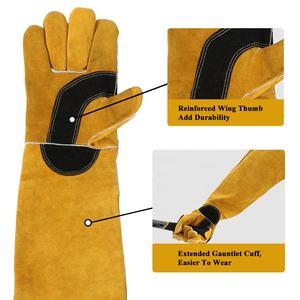 SWELDER 23-Zoll gelb-schwarz <span class=keywords><strong>An</strong></span>-Bite Doppel-Rindleder-Tier-Handschuh für Hunde Katzen Schlangen usw - Product Image 4