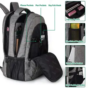 Wholesale 18inch Usb Waterproof Notebook Men Oxford Laptop Bag Travel Custom School Backpack