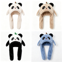 Chapeau en peluche personnalisé en gros avec oreilles de panda mobiles, casquette mignonne et moelleuse à oreilles d'animaux, accessoire chaud pour l'hiver, les fêtes, le cosplay et les photos