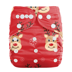 Couches en tissu bio personnalisées avec impression de Noël réutilisables et lavables pour les bébés - Product Image 4