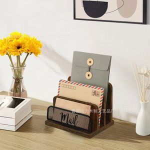 Wooden Multi Tier Desktop <b>File</b> Organizer 3 Layers Standing Type Office <b>Storage</b> Rack For Documents And Mail - Product Image 1