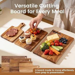 Wooden cutting board set with <b>stand</b>, double-sided kitchen cutting board for cooked food, <b>vegetables</b>, fruits, and desserts. - Product Image 2