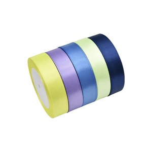 Pita Satin Warna-warni Hanfan 2cm Satu Sisi 100% Poliester Gulungan Besar Buatan Tangan untuk Kemasan Kado - Product Image 1