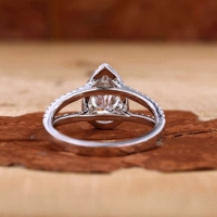Bague de fiançailles en or massif 14K/18K avec diamant de laboratoire CVD/HPHT VVS certifié IGI, taille poire 0,5-3 carats, design halo à branches fendues et pavé