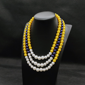 Moda amarillo azul tres capas collar de perlas Sigma Gamma Rho hermanas organización collar de perlas - Product Image 2