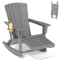 Chaise à bascule de piscine grise en HDPE, résistante aux intempéries, ergonomique et incurvée, pour patio, terrasse, jardin, confortable