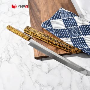 Luxe Laque D'or Art Manche En Bois Sharp En Acier Au Carbone Japonais Sushi Poisson Sakimura Sashimi Couteau avec Gaine En Bois - Product Image 5
