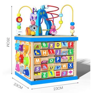 Cubo de Actividades de Madera Montessori 6 en 1, Juguetes Educativos para Niños Pequeños de 1 a 3 Años, Juego para Niños y Niñas - Product Image 1