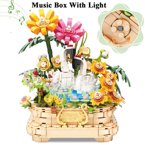 2024 New Cute STEM DIY Toy Flower Bouquet Basket Light Decor Music Box Plastic Birthday <b>Gift</b> Building Block <b>Set</b> for Kids <b>Girls</b> - Product Image 4