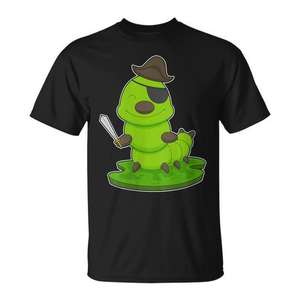 T-shirt Caterpillar Pirate Sword pour adulte, unisexe, noir, col rond, manches courtes, impression numérique, promotionnel - Product Image 1
