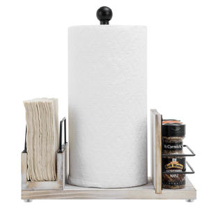 Ensemble de vaisselle tout-en-un en bois blanchi et en métal pour serviettes de table et porte-serviettes en papier - Product Image 5