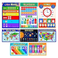 Affiches d'entraînement cognitif pour enfants, tableaux numériques ABC, affiches murales laminées durables pour garderie et crèche