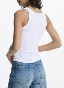 Camiseta sin mangas ajustada para entrenamiento, camiseta sin mangas sexi de color sólido para <span class=keywords><strong>mujer</strong></span>, algodón 5 Spandex 95, venta al por mayor - Product Image 4