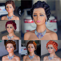 13x4 dentelle frontale pour Pixie Cut perruque courte bouclée vierge brésilienne cheveux humains noir femmes Style court HD dentelle transparente 6 pouces