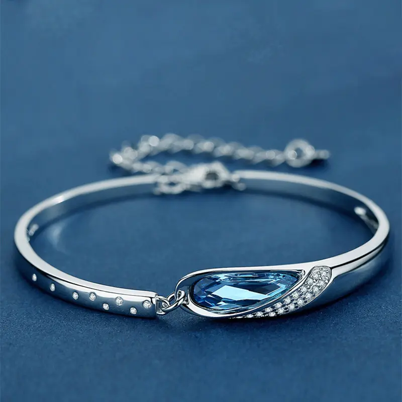 S925 sterling silver cuff bracelet 12 star sign Crystal bangle horoscope sign charm Bracelet Women's jewelry
