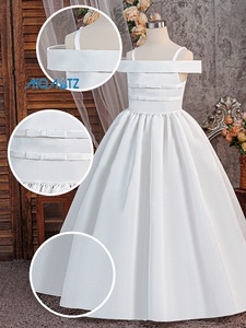 Vestido Largo de Satén con un Solo Hombro para Niñas, Vestido de Fiesta Formal para Cumpleaños, Vestido de Flores para Niñas, <span class=keywords><strong>Ropa</strong></span> para Bebés - Product Image 2