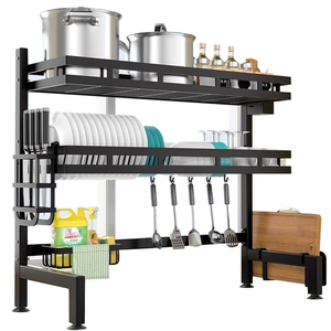 Escurridor de Platos de Acero Inoxidable de 2 Niveles, Multifuncional, para Colocar Sobre el Fregadero, Organizador de Platos Grande - Product Image 1