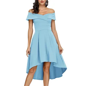 Оптовая продажа, коктейльное винтажное вечернее платье с открытыми плечами для гостей свадьбы
