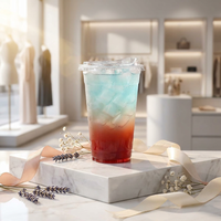 Gobelets en plastique transparent PET à paroi simple de 98 mm de diamètre avec couvercles, personnalisables avec logo, pour thé boba, café glacé, jus, boissons froides à emporter