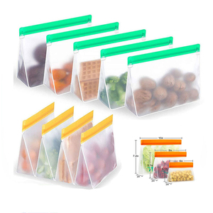 Reusable PEVA Freezer Stand Up Food Storage Bag Silicone Snack Ziplock Bag Leakproof Kitchen Organizer Fresh Shut Bags BPA Free