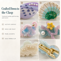 Ensemble de pinces à cheveux personnalisées en acétate thème Océan – Pinces à cheveux de plage personnalisées en acétate pour cadeaux d'hôtel et de spa, boutiques de cadeaux pour vacances à la plage