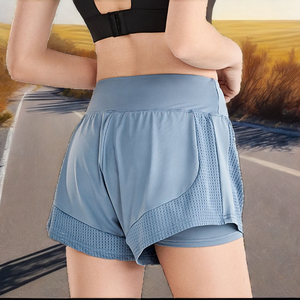 Short de sport taille haute respirant à séchage rapide en Spandex/Polyester avec poches, élastique, pour la gym, la course, le yoga et le quotidien - Product Image 2