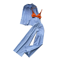 Ensemble élégant 2 pièces pour femme : haut et pantalon taille haute imprimé floral – Vente en gros