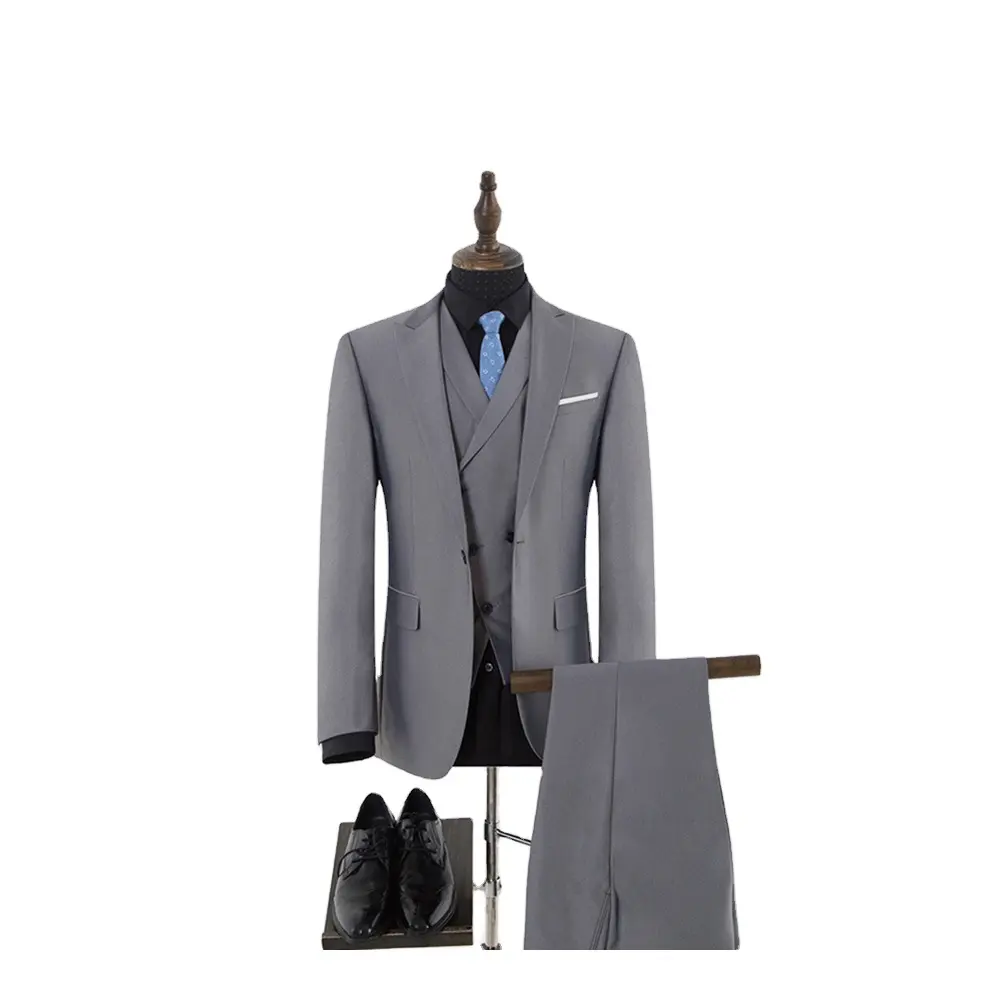 Men's Suit Three-piece Groom Wedding Dress Business Casual Grey