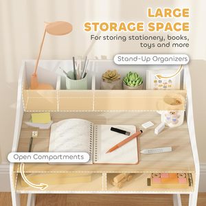 Juego de Silla y <span class=keywords><strong>Escritorio</strong></span> Moderno para Niños, <span class=keywords><strong>Escritorio</strong></span> de Estudio Ajustable <span class=keywords><strong>con</strong></span> Estantes de Almacenamiento, Mesa de Escritura <span class=keywords><strong>Infantil</strong></span> de Madera Natural para Sala de Estar - Product Image 4