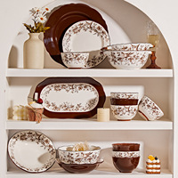 Service de table en céramique à motif floral rétro romantique français avec un design magnifique pour les repas rituels à la maison et les dîners en famille