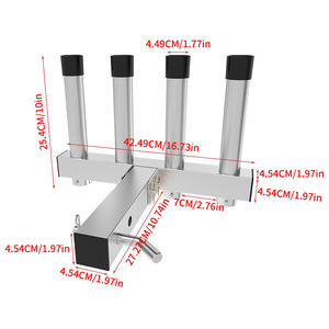 Fishing Rod Holder Stainless Steel 4 Rods Car Mount Storage <b>Bracket</b> Set <b>Silver</b> Model BRS002 - Product Image 1
