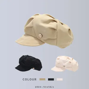 春と秋のファッション何百ものカジュアルな八角形の帽子メタルタグフロッピー帽子高品質の女性の春と秋の雲の帽子