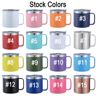 Gobelet isotherme portable personnalisé de 14 oz avec poignée, bouteille d'eau, vasos, revêtement en poudre original, tasse à bière, mug à café de voyage, thermos à vin
