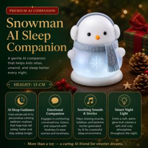 XDT Poupée en peluche intelligente AI Bonhomme de neige multi-positions en ABS, avec fonctions de lancer, de couchage, de câlin et de ronflement, intégrant le support ChatGPT, OEM ODM 51 99cm - Product Image 1
