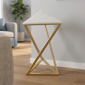 Table basse moderne avec cadre en laiton et plateau en marbre, meubles contemporains pour salon, table d'appoint décorative - Product Image 2