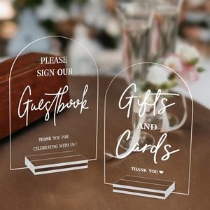 Signes de mariage en acrylique transparent pour cérémonie et réception, signe de table en arc transparent en acrylique de 5x7 pouces pour mariage avec supports - Product Image 1