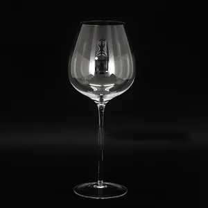 手作り高級カスタムロゴクリアホワイトロングステム赤ワイングラスゴブレットバーガンディボウルステム大きなガラスカップ