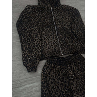 Hoodie Zipper Heavyweight dengan Logo Cakar Panther Berhias Rhinestone, Bahan Katun 300GSM untuk Pria, Ukuran Oversized, MOQ 2, Custom Pabrik