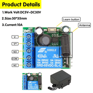 Mini Interruptor de Control Remoto Inalámbrico RF de CC 5V 6V 12V 24V 30V, Relé de 10A, Contacto Seco, Receptor de 1 Canal - Product Image 3