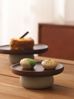Support à gâteau en bois d'acacia avec cloche en verre, piédestal en céramique rustique, petit et grand dôme de service pour desserts et pâtisseries, idéal pour café et buffet