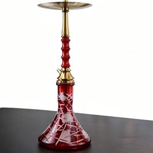 Set de Hookah de Vidrio Rojo con Acabado Lacado de Acero Inoxidable, Pipa de Shisha Moderna con Cazoleta y Manguera en Tono Latón, Ideal para Bar o Regalo - Product Image 1
