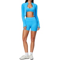 Nouvel ensemble de yoga 2026 : tenue de sport moulante à col montant, haute élasticité, respirante, infroissable, en Spandex/Nylon, avec short de fitness