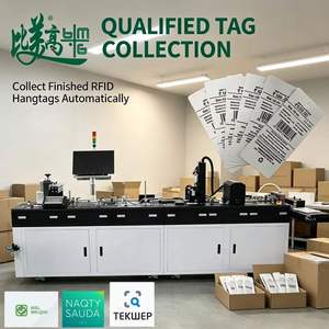 Machine de codage UV à jet d'encre avec alimentation automatique de cartes, lecture/écriture de puces RFID et rejet automatique des étiquettes défectueuses pour étiquettes de vêtements - Product Image 1