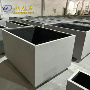 Nuevos Maceteros Cuadrados de Hormigón para Exteriores, Color Gris Claro, GRC UHPC, para Uso en Hogares y Aeropuertos - Product Image 3