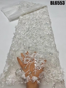 Hot Bán Chất Lượng Cao Châu Âu Và Mỹ Thanh Lịch Lưới Thêu Đính Cườm Ren Với <span class=keywords><strong>3D</strong></span> Hoa Cho Đám Cưới Cho Đảng - Product Image 6