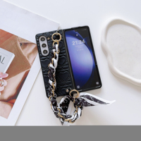 Casing ponsel kulit buatan, casing ponsel kulit buatan dengan gelang untuk Samsung Galaxy Z Fold 6 5 4 3 vivo XFold Magic Xiaomi Fold 2 3