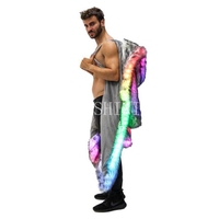 RICHSHINING-Manteau sexy en fausse fourrure LED pour hommes, manteau sexy lumineux à LED, veste à capuche chaude et brillante pour la salle de bal et la fête d'Halloween