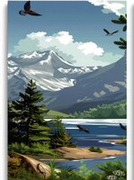 Pintura por Números para Adultos, Kit de Pintura al Óleo Digital DIY de 3 Piezas con Paisaje de Montaña y Río, para Regalo