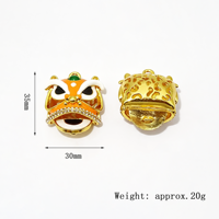 Porte-clés en émail tête de lion chinois plaqué or 18 carats, accessoire de mode créatif pour la fabrication de breloques de sac DIY