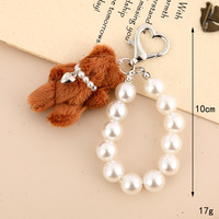 Nouvelle Arrivée Créative : Pendentif Ours en Peluche Mignon Fait Main Orné de Perles, Breloque de Sac Haut de Gamme en Forme de Cœur Yiwu, Porte-clés